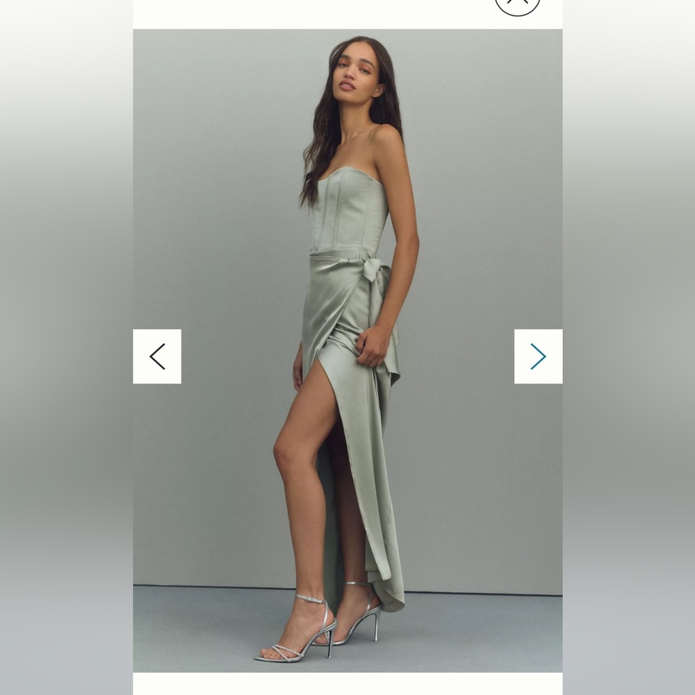 V. Chapman June Corset Jacquard Front-Slit Gown